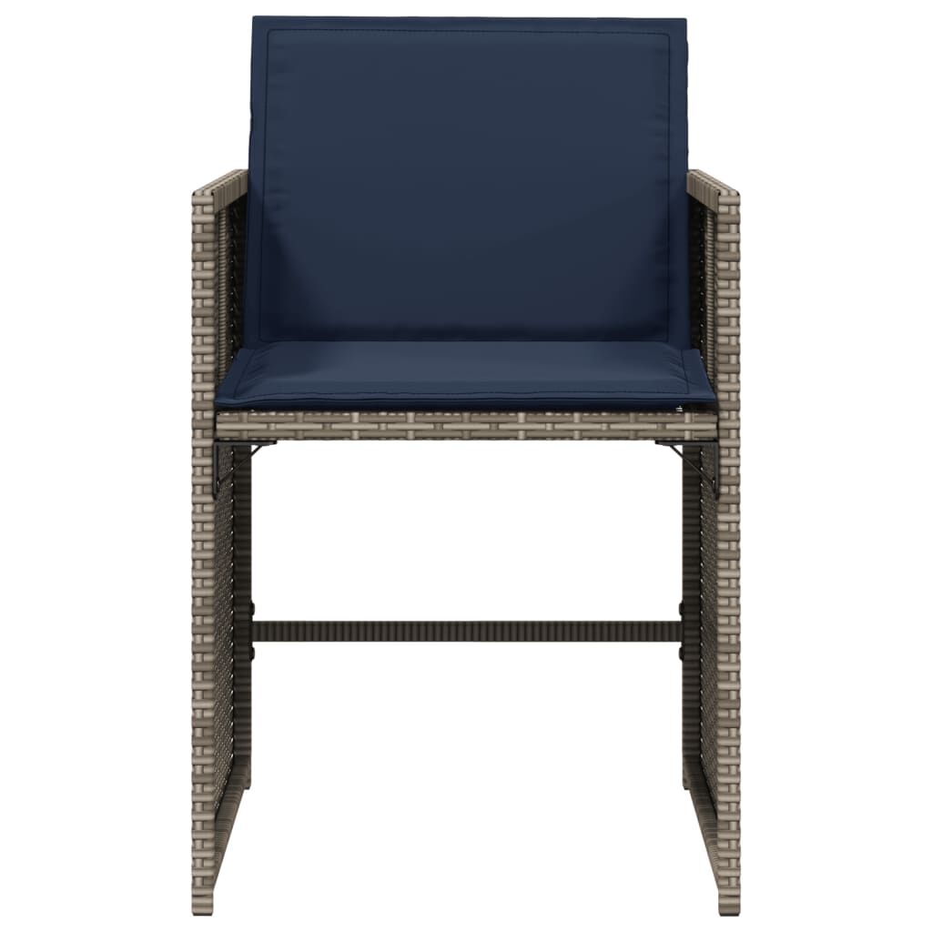 vidaXL Garden Chairs with Cushions 4 pcs Grey Poly Rattan