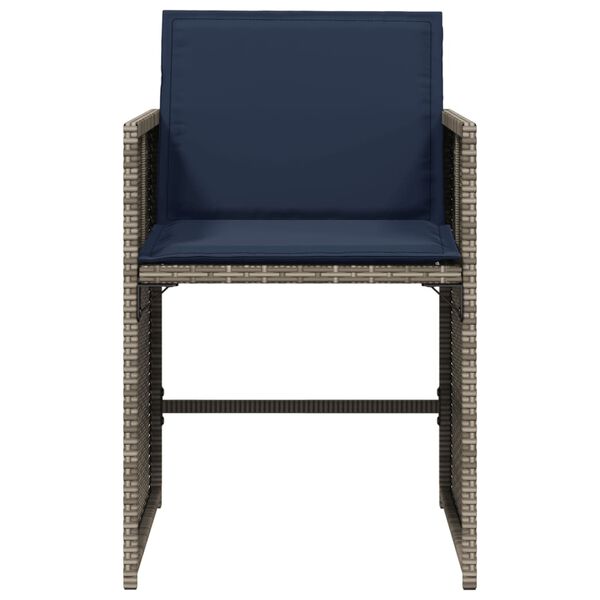 vidaXL Garden Chairs with Cushions 4 pcs Grey Poly Rattan