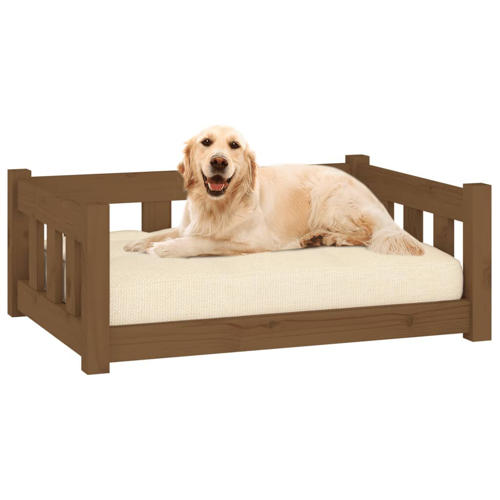 vidaXL Dog Bed Honey Brown 75.5x55.5x28 cm Solid Wood Pine