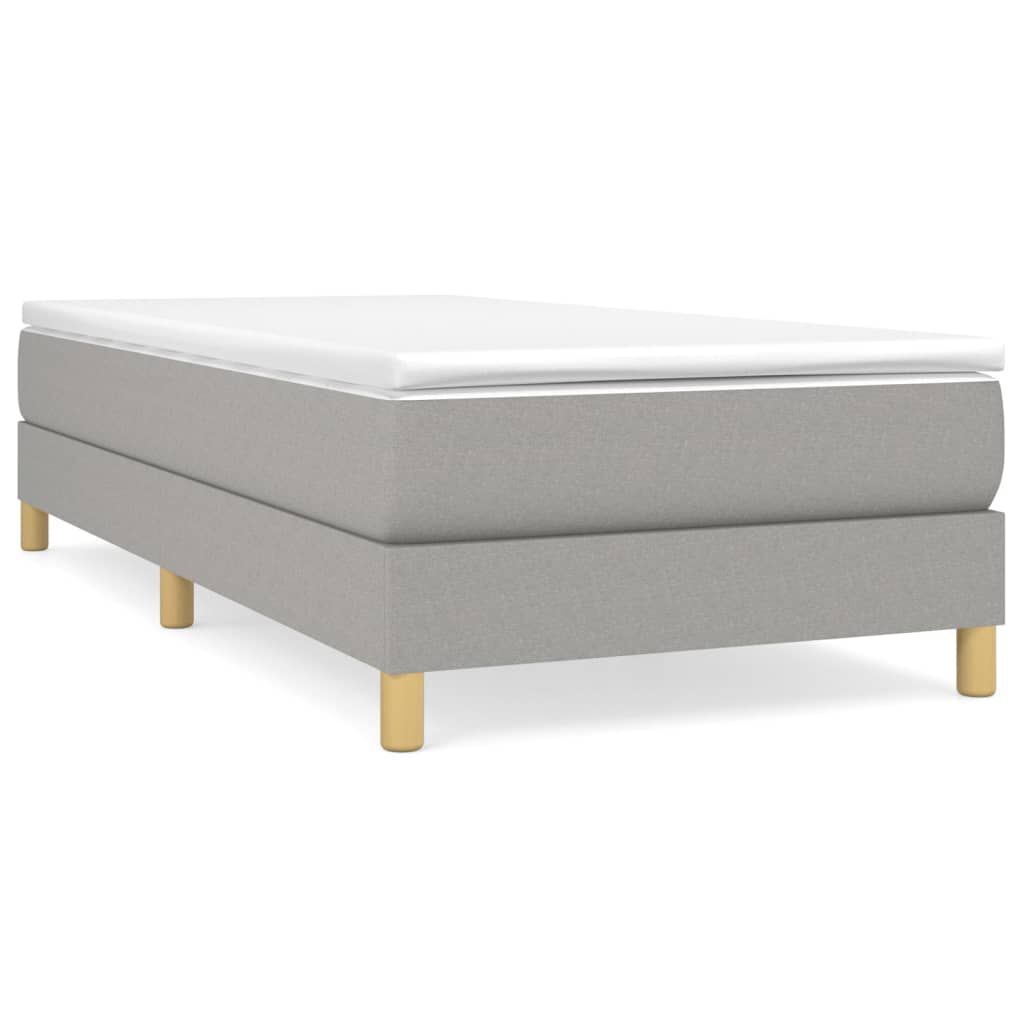 vidaXL Box Spring Bed with Mattress Light Grey 100x203 cm Twin XL Fabric