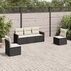 vidaXL 5 Piece Garden Sofa Set with Cushions Black Poly Rattan