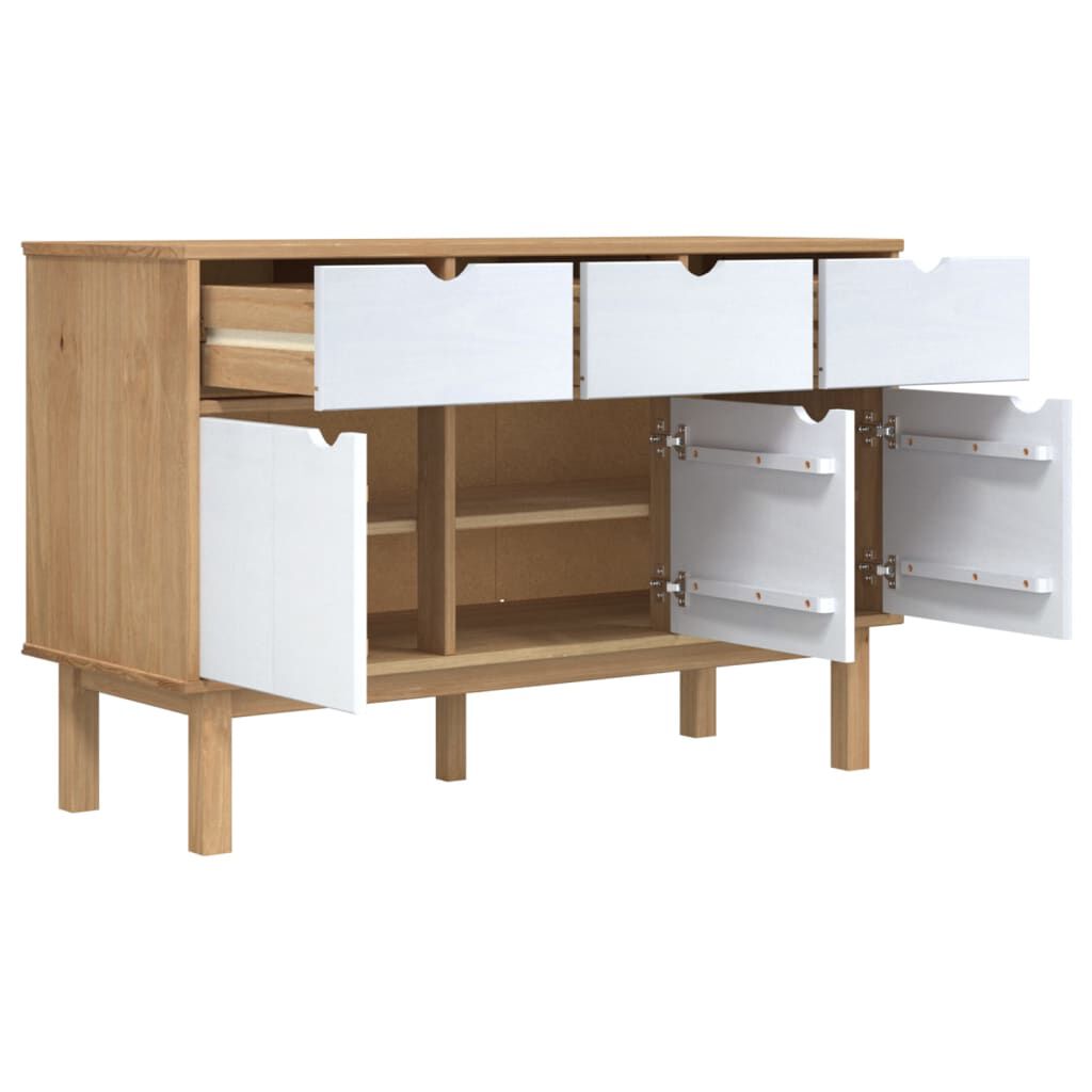 vidaXL Sideboard OTTA Brown and White 114x43x73.5 cm Solid Wood Pine