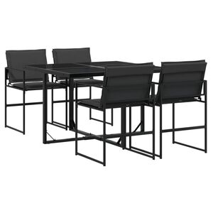 vidaXL 5 Piece Garden Dining Set with Cushions Black Textilene