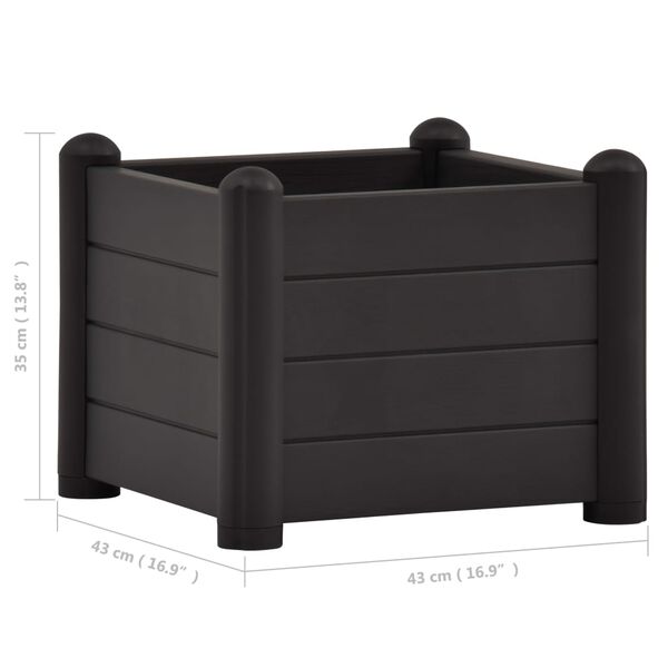 vidaXL Garden Raised Bed PP Anthracite 43x43x35 cm