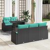 vidaXL Garden Sofa Set with Cushion Manual 6 pcs Black Poly Rattan