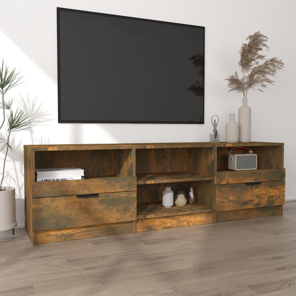 vidaXL TV Cabinet Smoked Oak 150x33.5x45 cm Engineered Wood