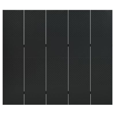 vidaXL 5-Panel Room Dividers 2 pcs Black 200x180 cm Steel