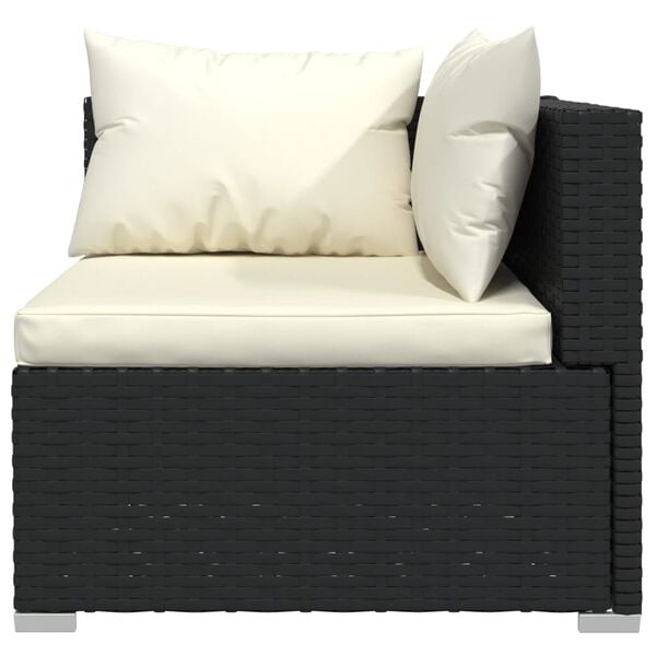 vidaXL 5 Piece Garden Lounge Set with Cushions Poly Rattan Black