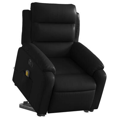 vidaXL Electric Stand up Massage Recliner Chair Black Faux Leather