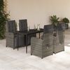 vidaXL 5 Piece Garden Dining Set with Cushions Grey Poly Rattan