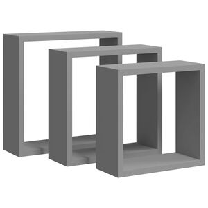 vidaXL Wall Cube Shelves 3 pcs Grey MDF