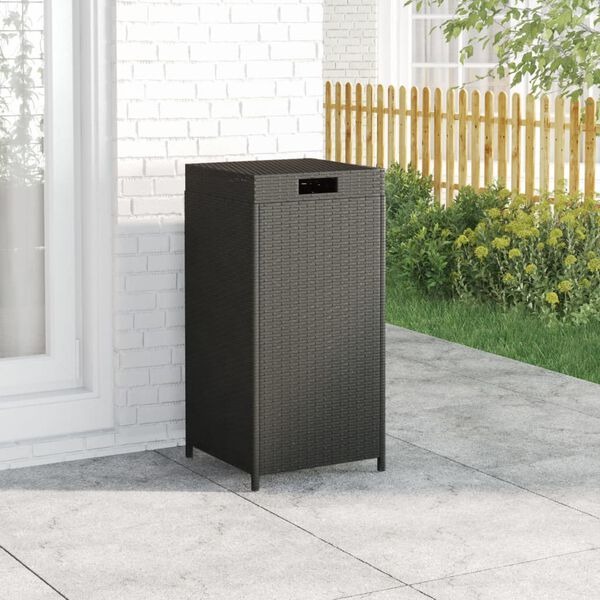 vidaXL Trash Bin Black 40x40x80 cm Poly Rattan