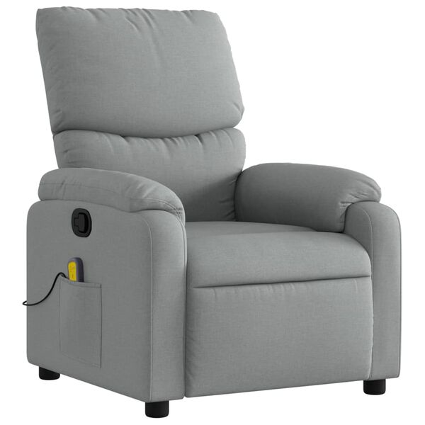 vidaXL Massage Recliner Chair Light Grey Fabric