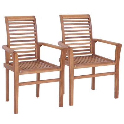 vidaXL Stacking Dining Chairs 4 pcs Solid Teak