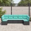 vidaXL Garden Sofa Set 7 pcs Black Poly rattan