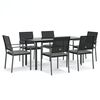 vidaXL 7 Piece Garden Dining Set with Cushions Poly Rattan and Steel