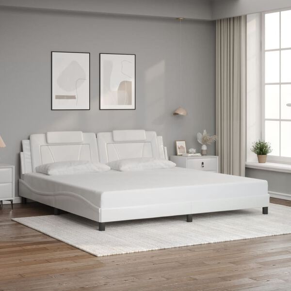 vidaXL Bed Frame "Viana" with LED without Mattress White 193x203 cm