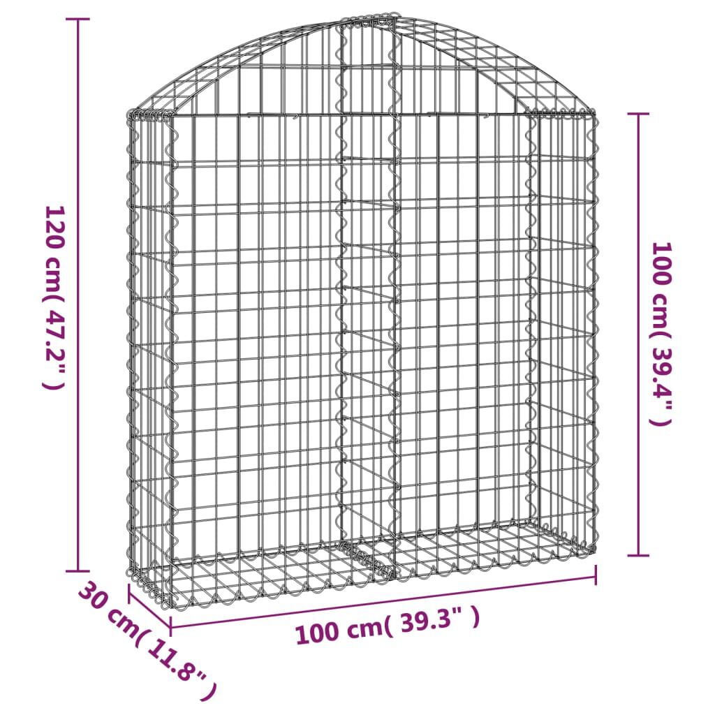 vidaXL Arched Gabion Basket 100x30x100/120 cm Galvanised Iron