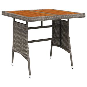 vidaXL Garden Table Grey 70x70x72 cm Poly Rattan & Solid Acacia Wood