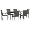 vidaXL 7 Piece Garden Dining Set Grey Poly Rattan