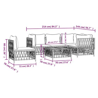 vidaXL 6 Piece Garden Lounge Set with Cushions White Steel