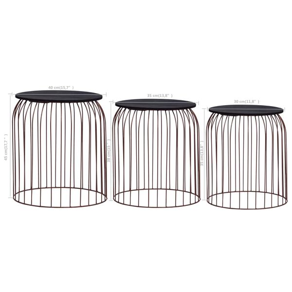 vidaXL Coffee Tables 3 pcs Copper