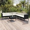 vidaXL 8 Piece Garden Lounge Set with Cushions Poly Rattan Black