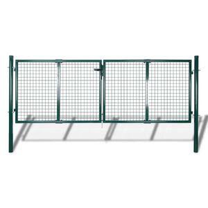 vidaXL Fence Gate Steel 300x100 cm Green