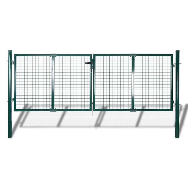 vidaXL Fence Gate Steel 300x100 cm Green