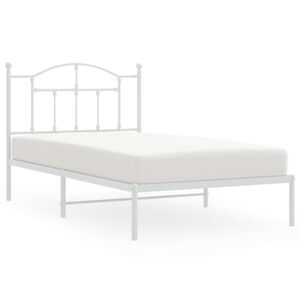 vidaXL Metal Bed Frame without Mattress with Headboard White 100x190cm