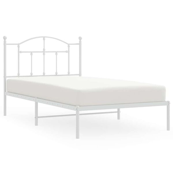vidaXL Metal Bed Frame without Mattress with Headboard White 100x190cm