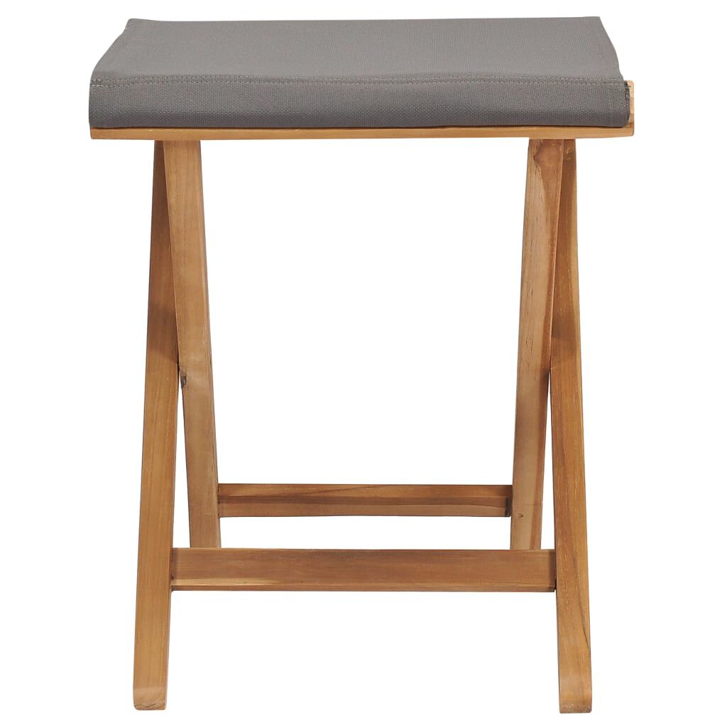 vidaXL Folding Chairs 2 pcs Solid Teak Wood and Fabric Dark Grey