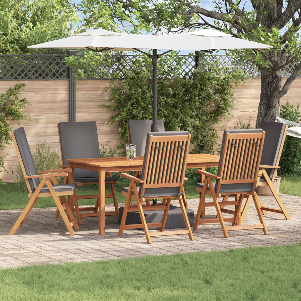 vidaXL Reclining Garden Chairs with Cushions 6 pcs Solid Teak Wood