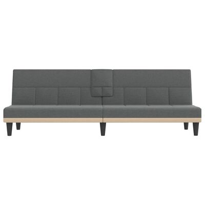 vidaXL Sofa Bed with Cup Holders Dark Grey Fabric