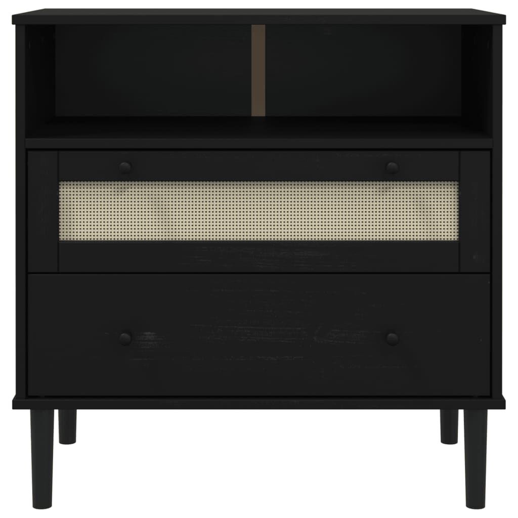 vidaXL Sideboard SENJA Rattan Look Black 80x40x80 cm Solid Wood Pine