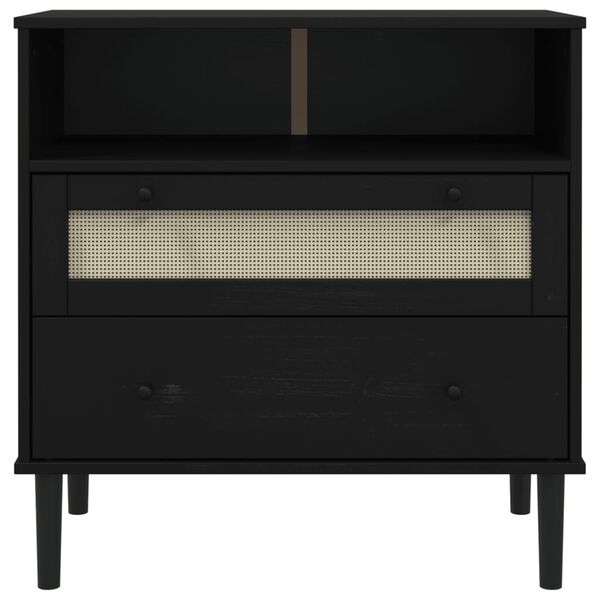 vidaXL Sideboard SENJA Rattan Look Black 80x40x80 cm Solid Wood Pine