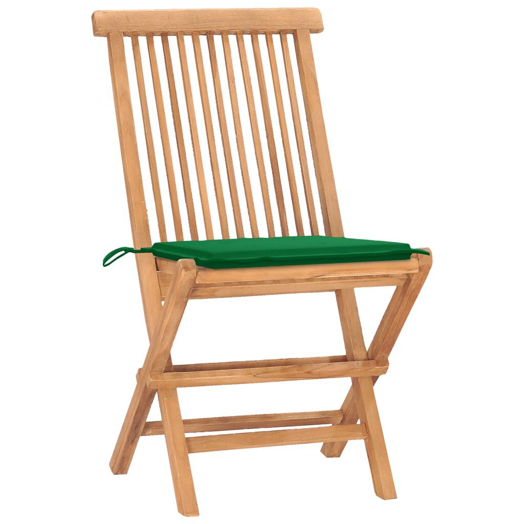 vidaXL 3 Piece Folding Outdoor Dining Set with Cushion Solid Teak Wood