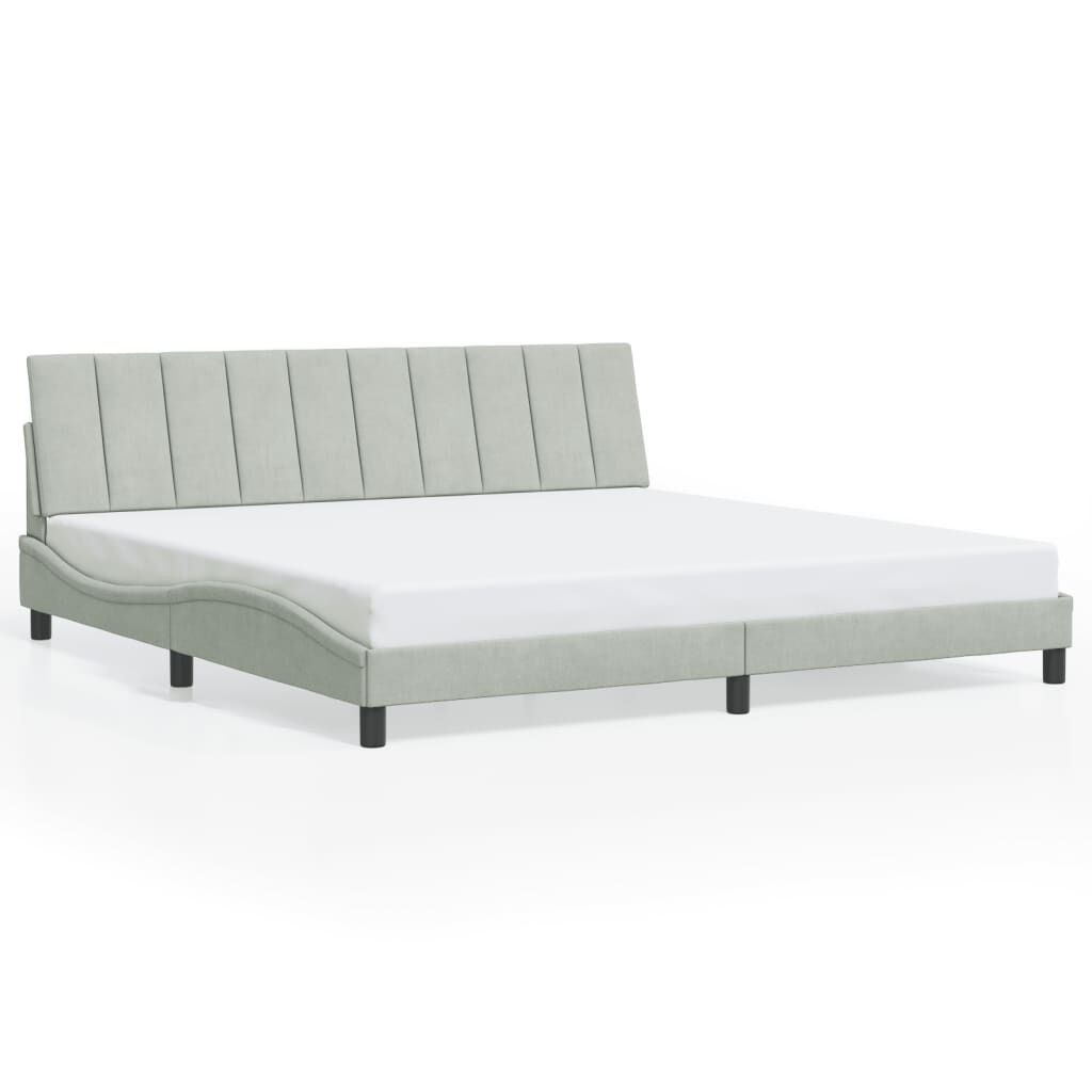 vidaXL Bed Frame with LED without Mattress Light Grey 193x203 cm Velvet