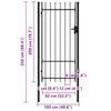 vidaXL Fence Gate Single Door with Spike Top Steel 1x2 m Black