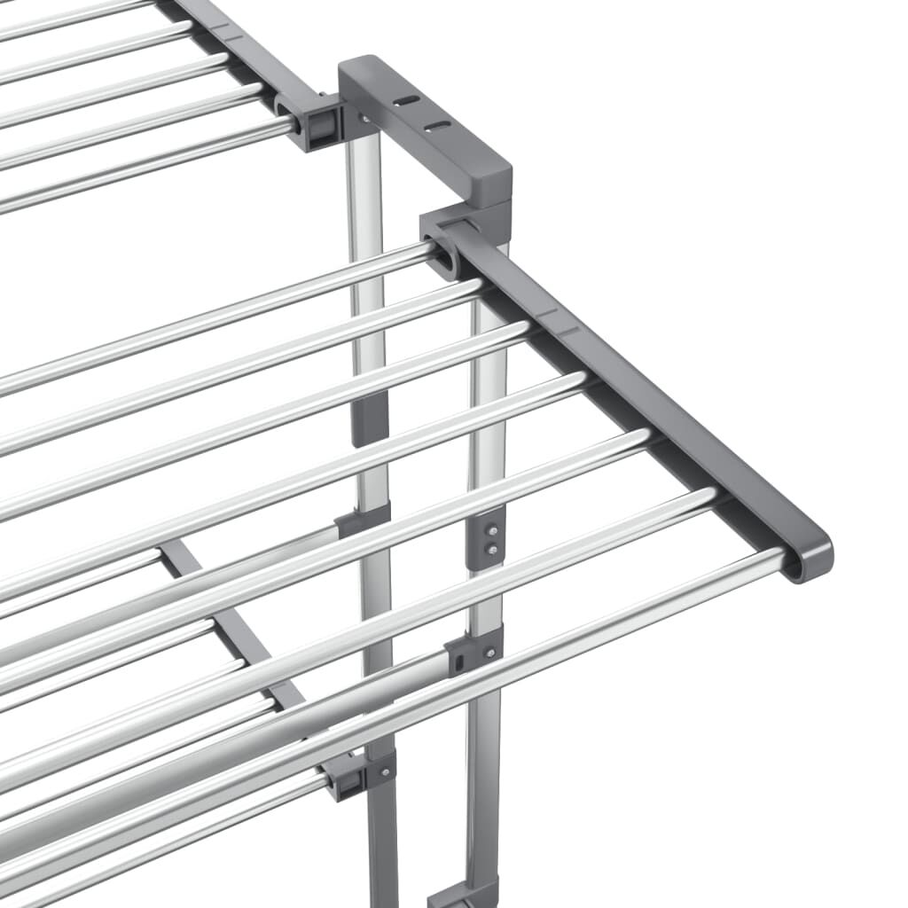 vidaXL 2-Tier Laundry Drying Rack with Wheels Silver 60x70x106 cm
