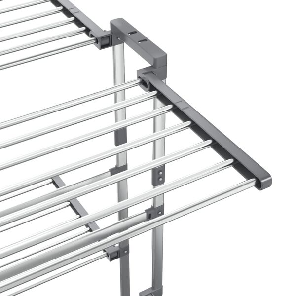 vidaXL 2-Tier Laundry Drying Rack with Wheels Silver 60x70x106 cm