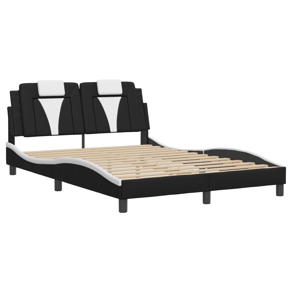 vidaXL Bed Frame without Mattress Black and White 137x187 cm Double Faux Leather