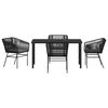 vidaXL Garden Dining Set with Cushion 5 pcs Black Powder-Coated Steel
