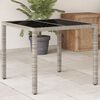 vidaXL Garden Table with Glass Top Light Grey 90x90x75 cm Poly Rattan