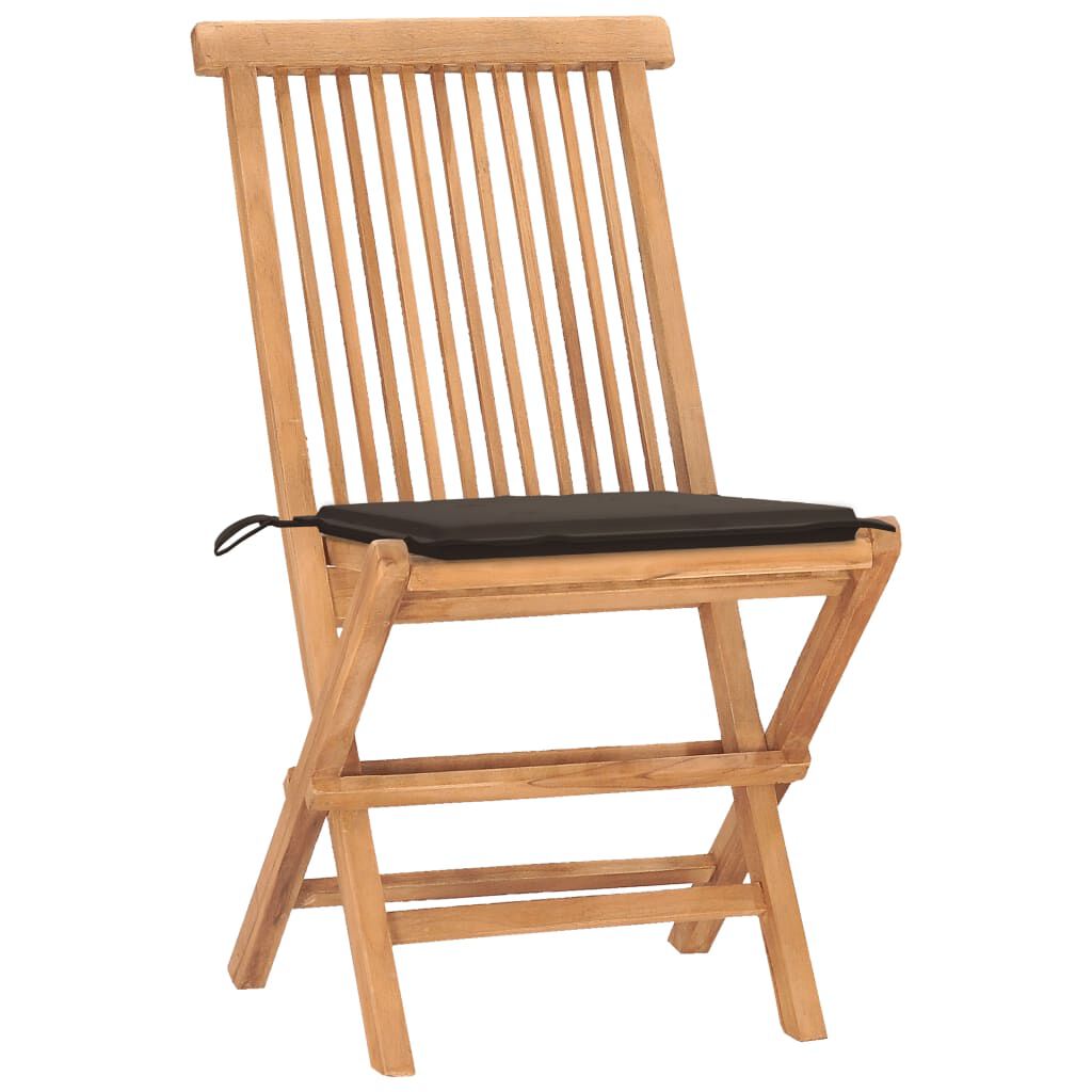 vidaXL 3 Piece Folding Outdoor Dining Set with Cushion Solid Teak Wood