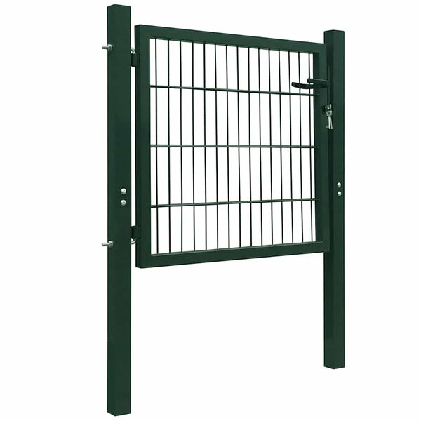 vidaXL Fence Gate Steel Green 105x150 cm