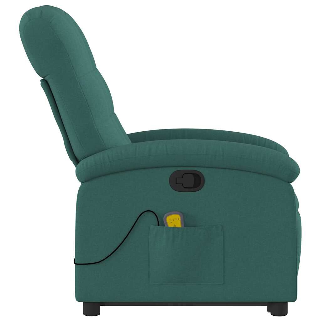 vidaXL Stand up Massage Recliner Chair Dark Green Fabric