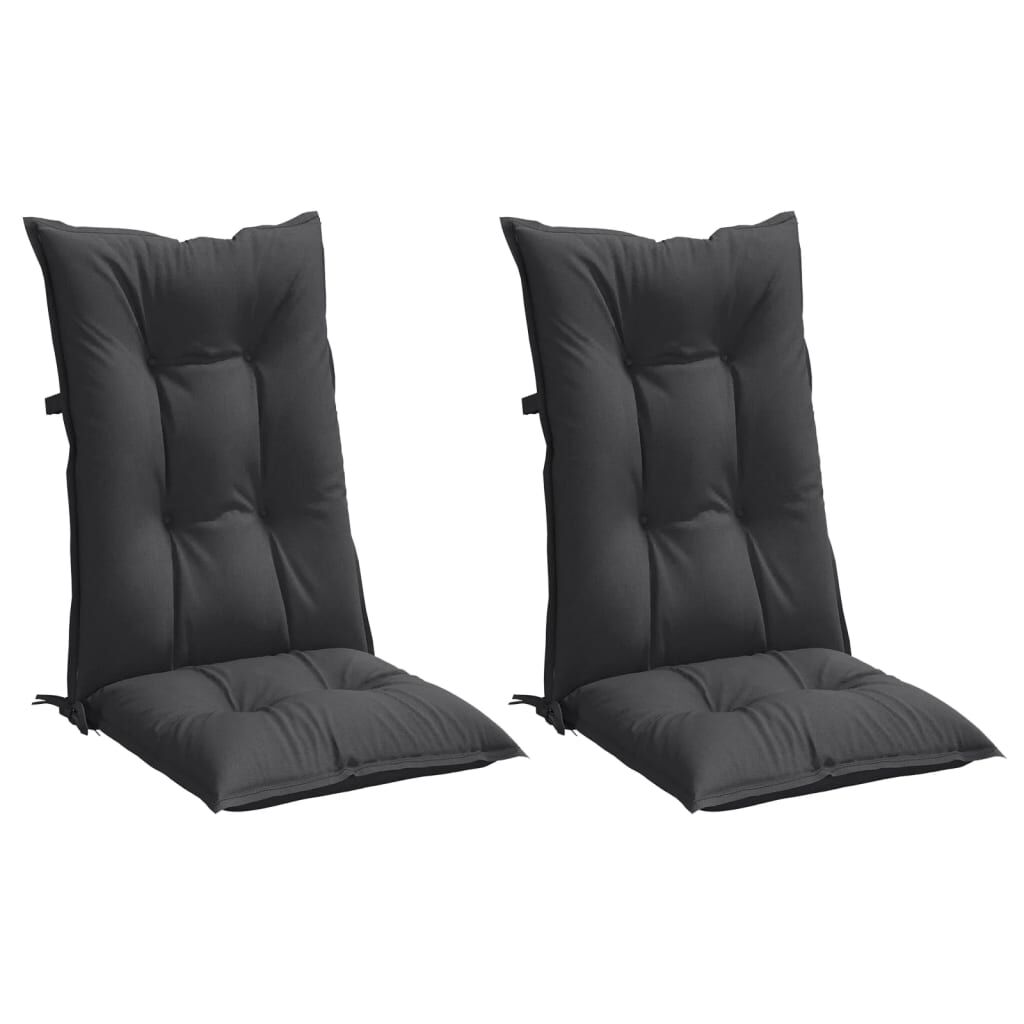 vidaXL Highback Chair Cushions 2 pcs Melange Anthracite 120x50x7 cm Fabric