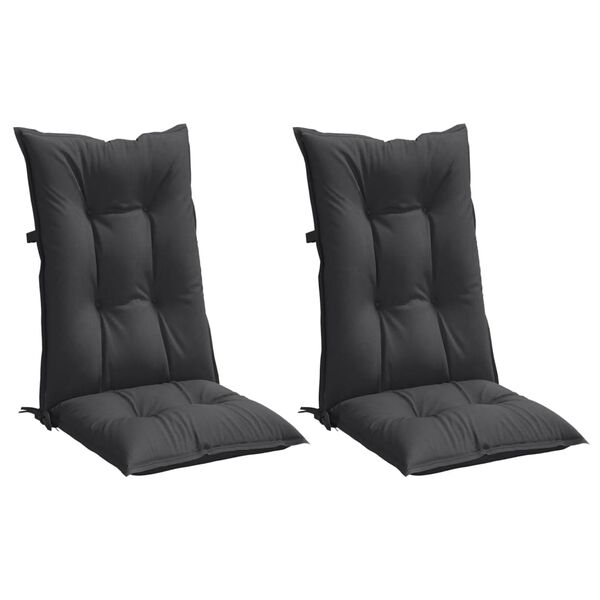 vidaXL Highback Chair Cushions 2 pcs Melange Anthracite 120x50x7 cm Fabric