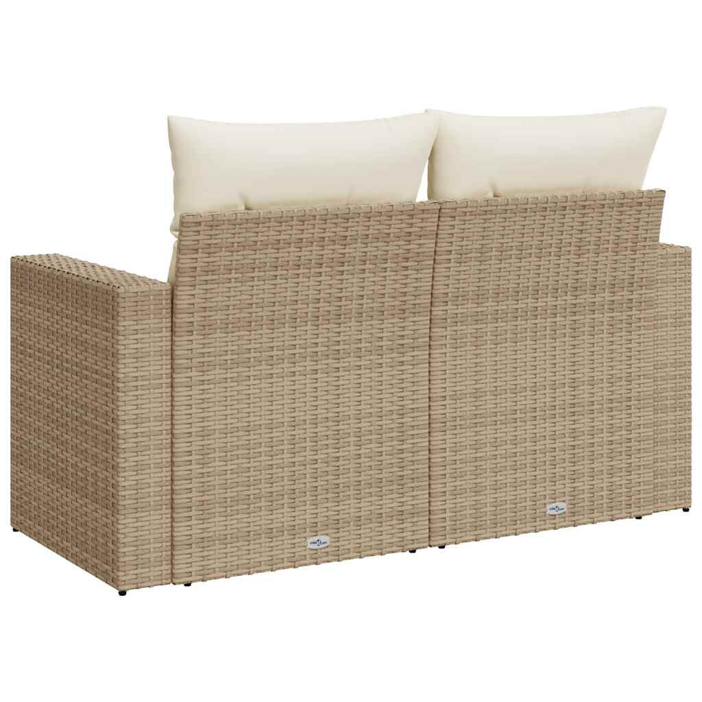 vidaXL Garden Sofa with Cushions 2-Seater Beige Poly Rattan